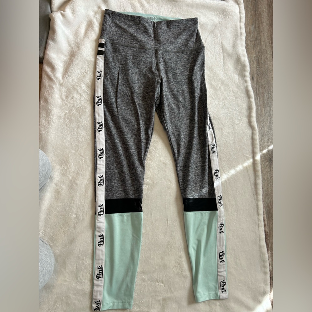 Victoria's Secret PINK Leggings with Mint and Gray detailing